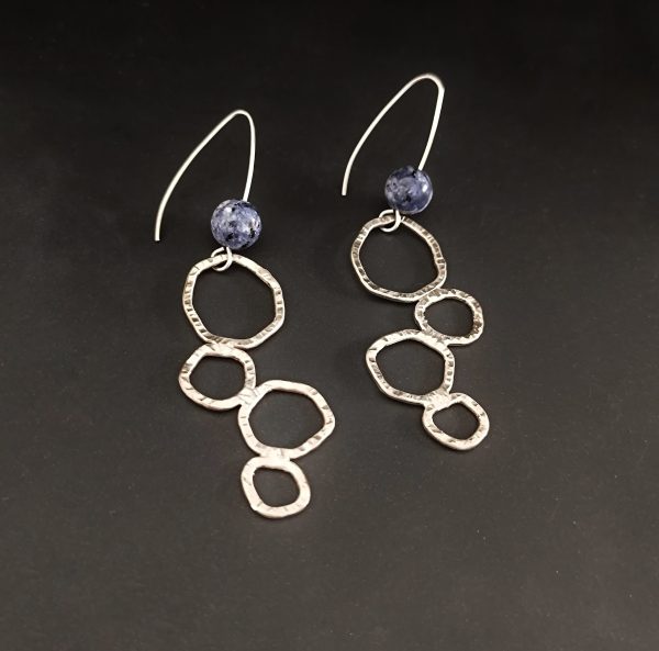 Geo-bubble earrings with blue spot jasper