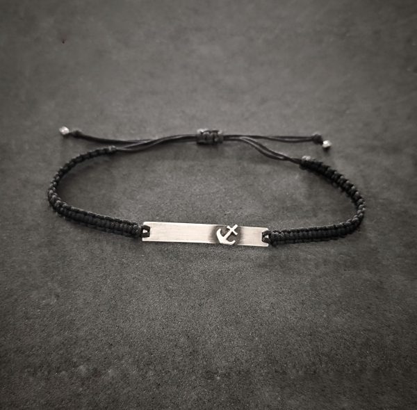 Anchor silver bar bracelet - Image 2