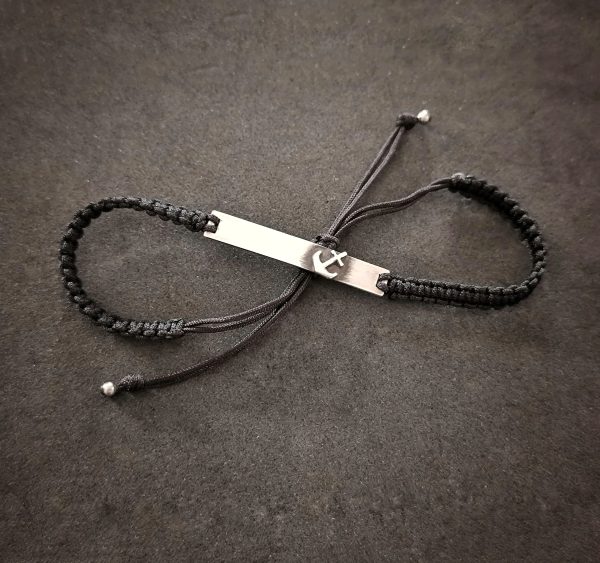 Anchor silver bar bracelet