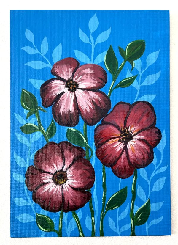 Acrylic Painting Featuring Imaginative Flowers