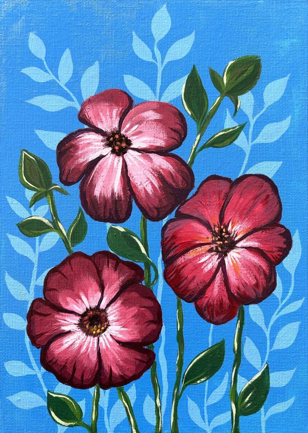 Acrylic Painting Featuring Imaginative Flowers