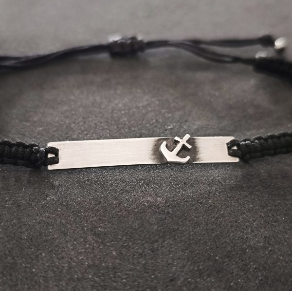 Anchor silver bar bracelet - Image 3