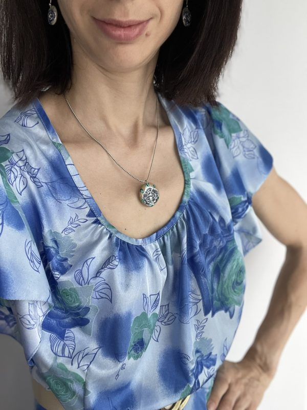 Hand Painted Pebble Jewelry Set ''Roses'' - Image 3