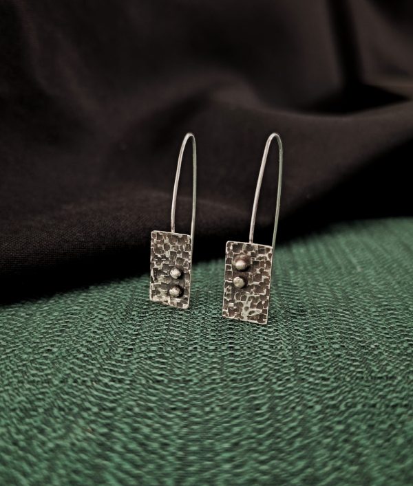 Silver textured and oxidized earrings