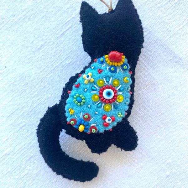 Handmade Cyprus Cat Ornament. Embroidered cat. - Image 2