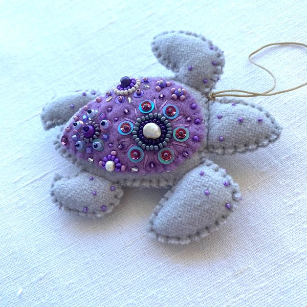 Caretta caretta Handmade Ornament. Purple Sea turtle hanging. - Image 2