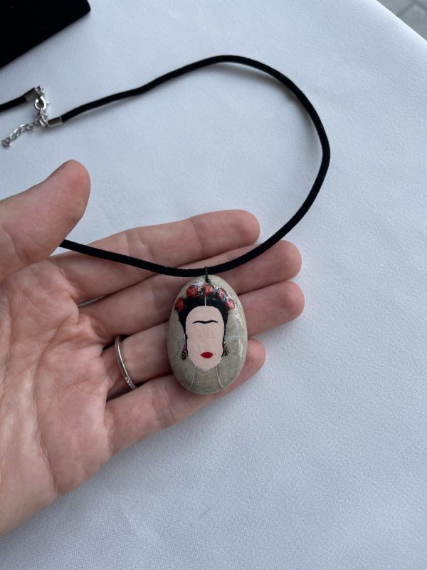 Hand Painted Pebble Necklace "Frida" - Image 6