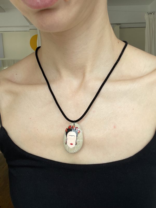 Hand Painted Pebble Necklace "Frida" - Image 7