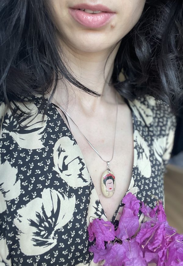 Hand Painted Pebble Necklace "Frida" - Image 4