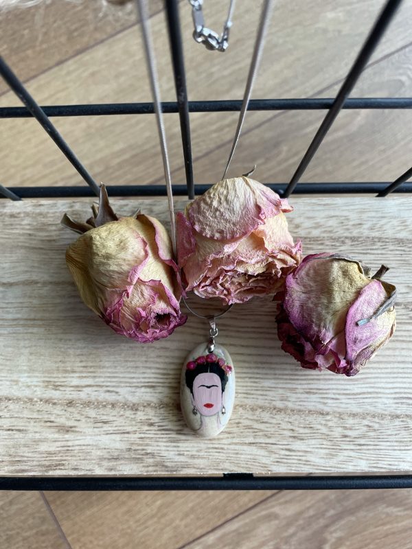 Hand Painted Pebble Necklace "Frida" - Image 5