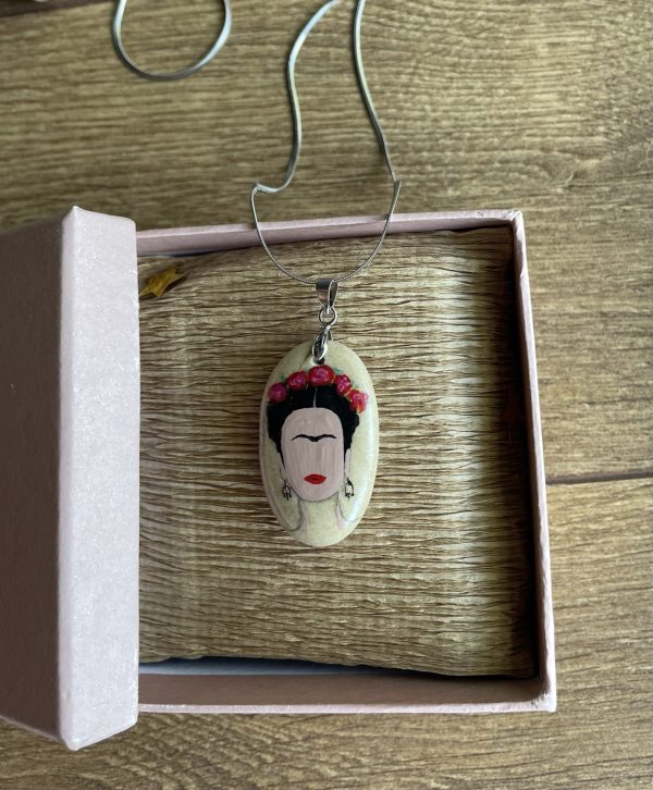 Hand Painted Pebble Necklace "Frida" - Image 3