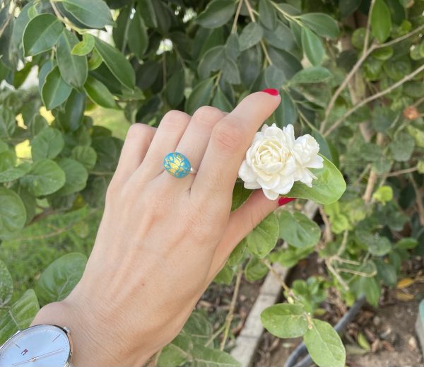 Painted Stone Ring “Lotus” - Image 2