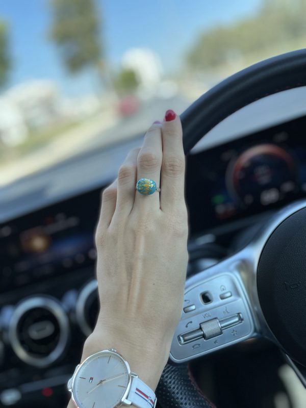 Painted Stone Ring “Lotus” - Image 8