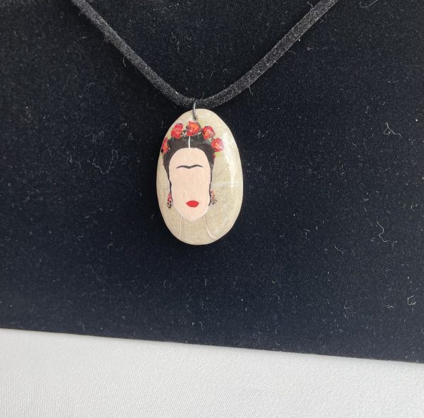 Hand Painted Pebble Necklace "Frida" - Image 8