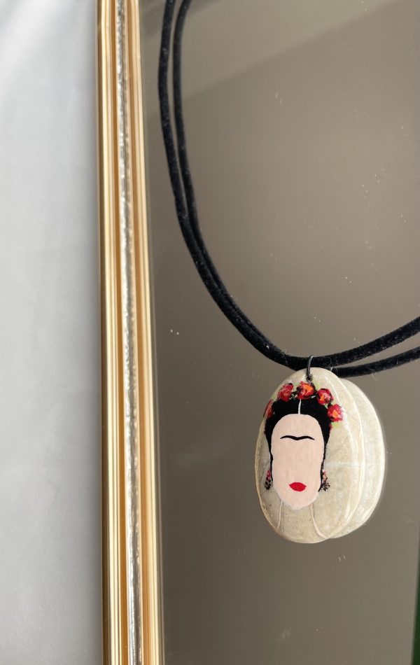 Hand Painted Pebble Necklace "Frida" - Image 11