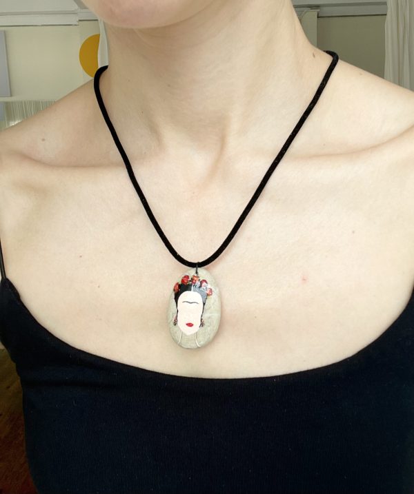 Hand Painted Pebble Necklace "Frida" - Image 10