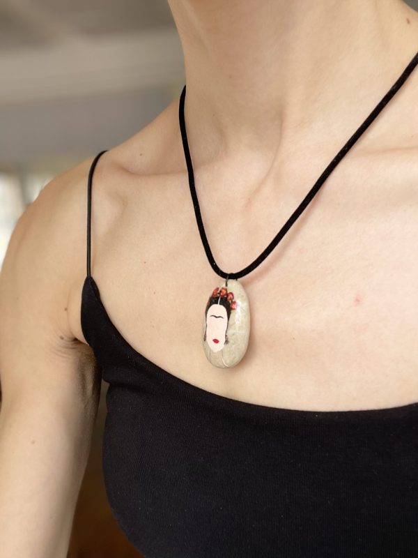 Hand Painted Pebble Necklace "Frida" - Image 12
