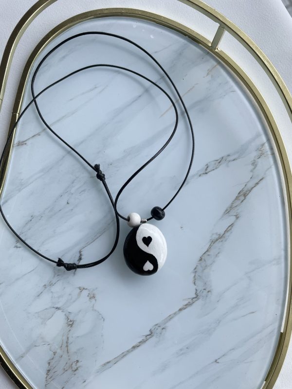 Hand Painted Pebble Necklace "Yin and Yang" - Image 2
