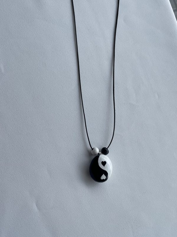 Hand Painted Pebble Necklace "Yin and Yang" - Image 4