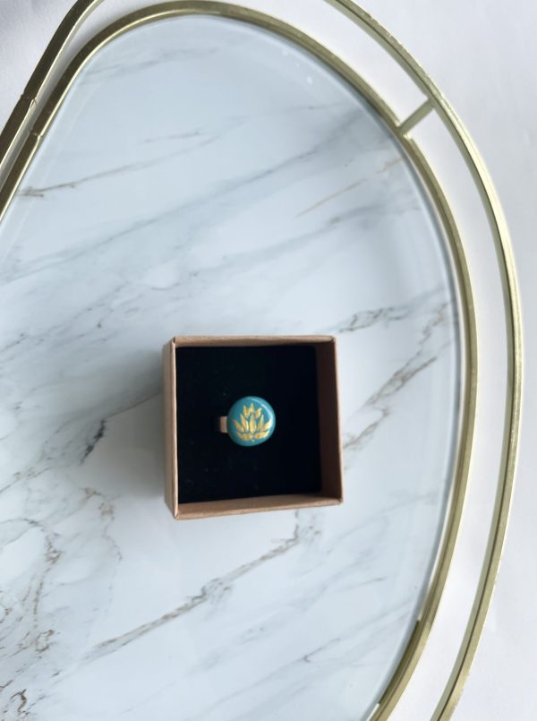 Painted Stone Ring “Lotus”