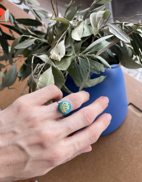 Painted Stone Ring “Lotus” - Image 4
