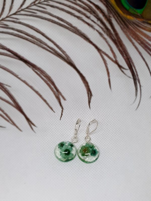 Green Flower Earrings - Image 2
