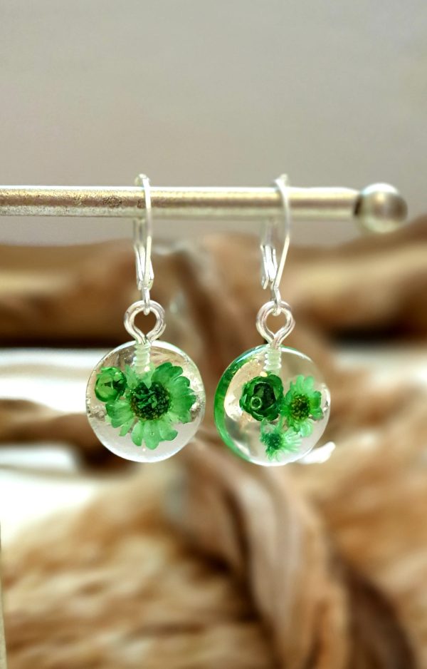 Green Flower Earrings