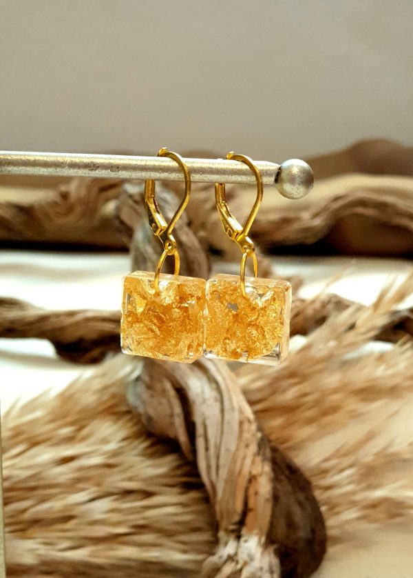 Golden Leaves square Earrings