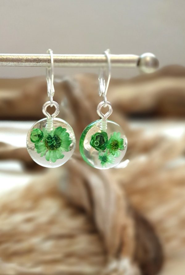 Green Flower Earrings - Image 5