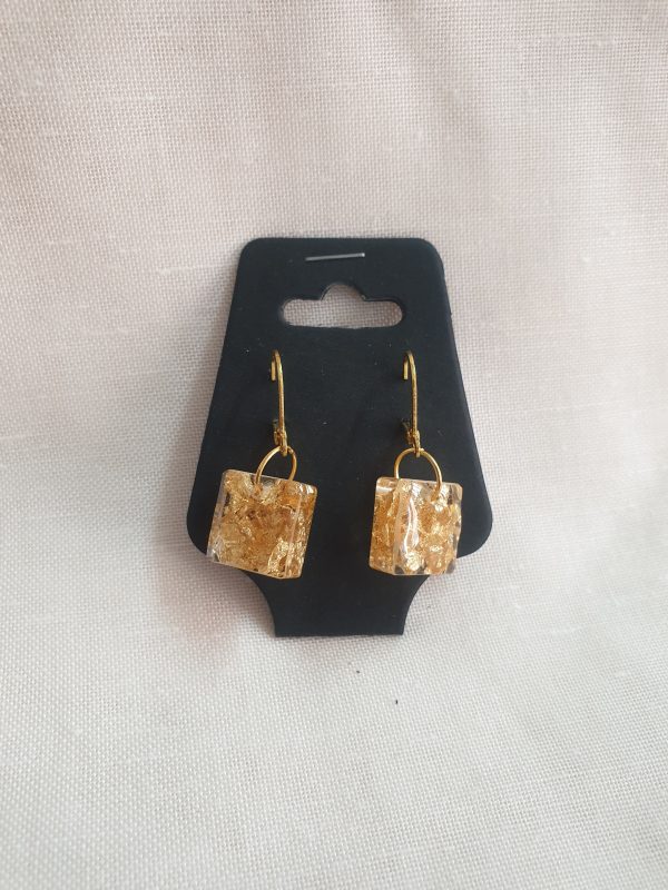 Golden Leaves square Earrings - Image 2