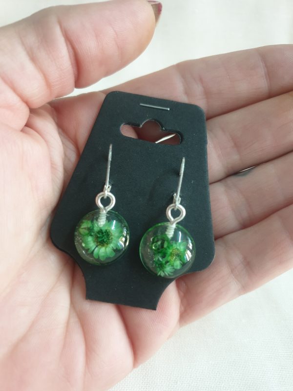 Green Flower Earrings - Image 4