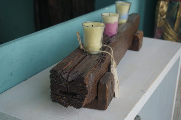 Hand crafted, rustic triple candle stand - Image 5