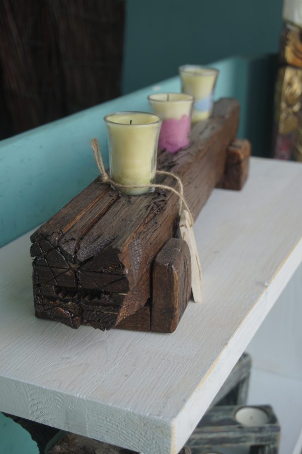 Hand crafted, rustic triple candle stand - Image 4