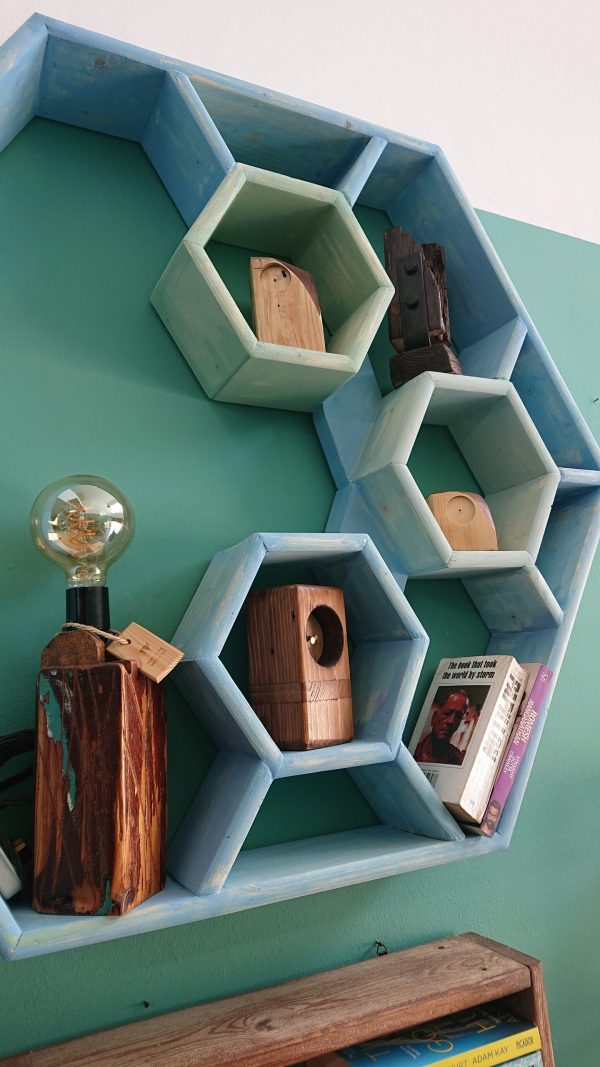 Decorative hexagon shelf unit - Image 3