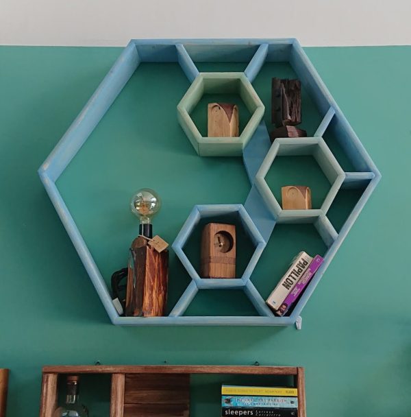 Decorative hexagon shelf unit