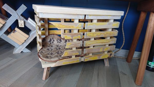 Two-tier rustic style, recycled wood cat bed
