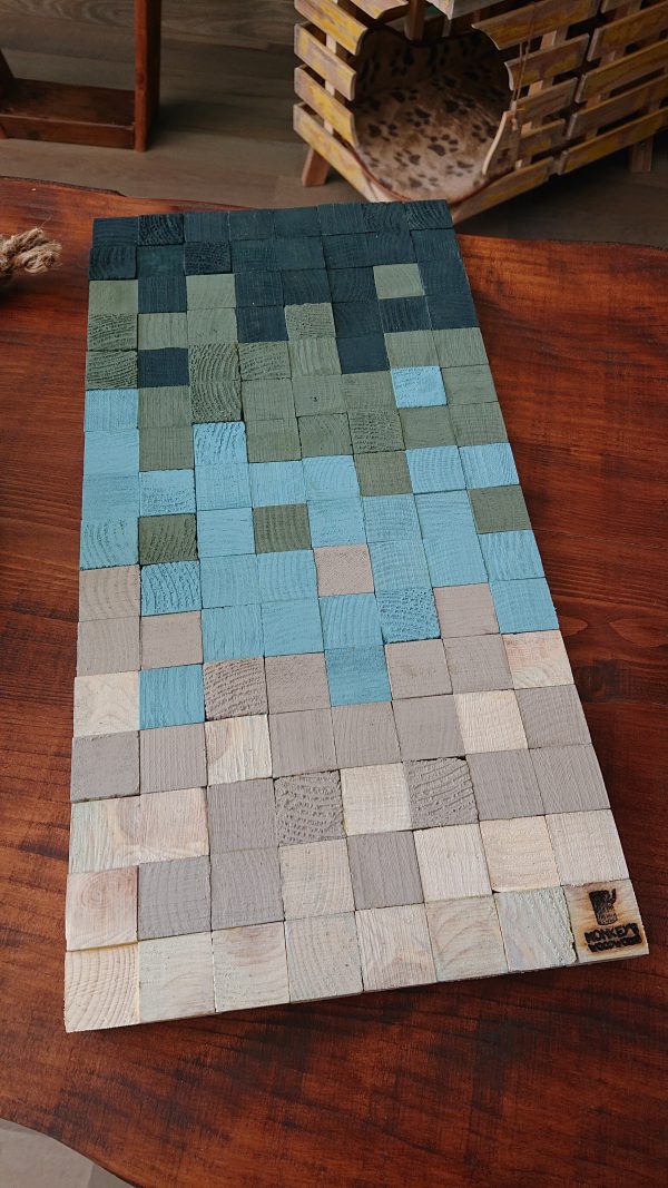 Handmade, multi colour, wood hot plate/serving platter