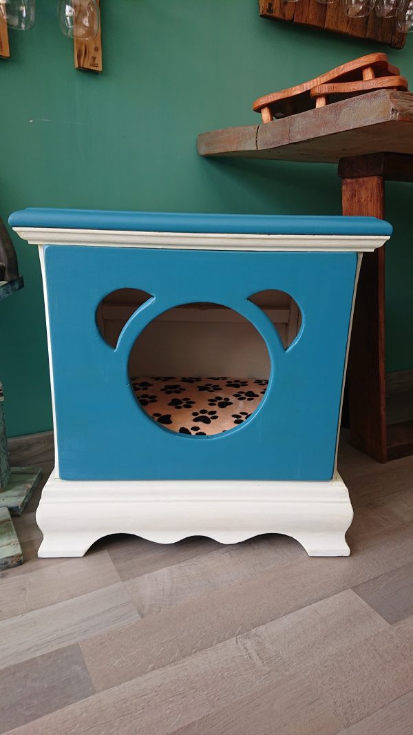 Repurposed bedside drawers cabinet pet bed