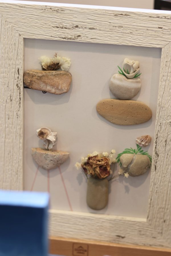 Framed Pebble Art “The World Of Flowers” - Image 12