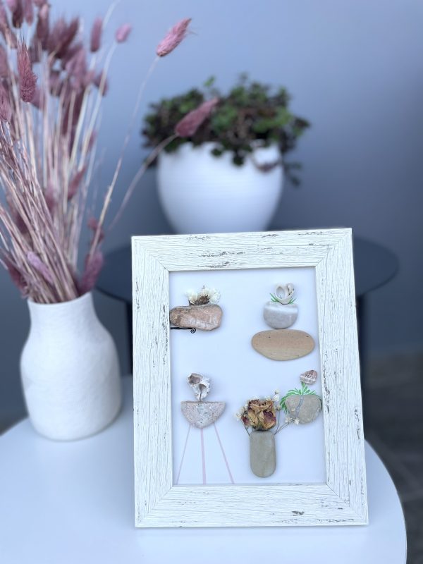 Framed Pebble Art “The World Of Flowers” - Image 9
