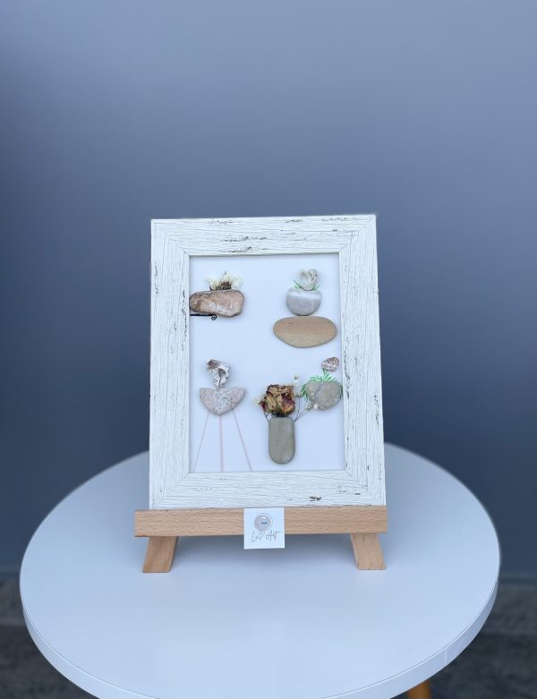 Framed Pebble Art “The World Of Flowers” - Image 10