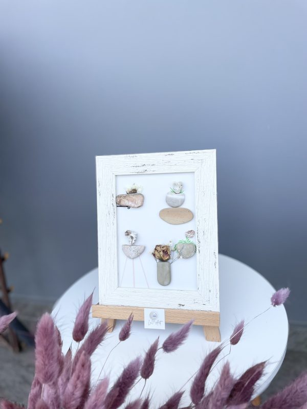 Framed Pebble Art “The World Of Flowers” - Image 11