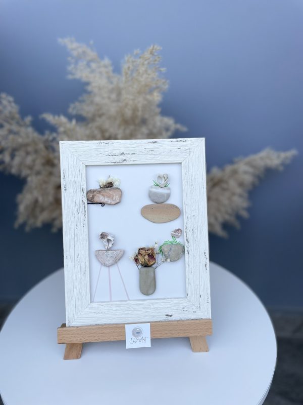 Framed Pebble Art “The World Of Flowers” - Image 8