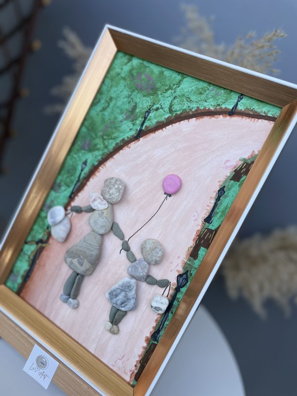 Framed Pebble Picture ''The bond'' - Image 12