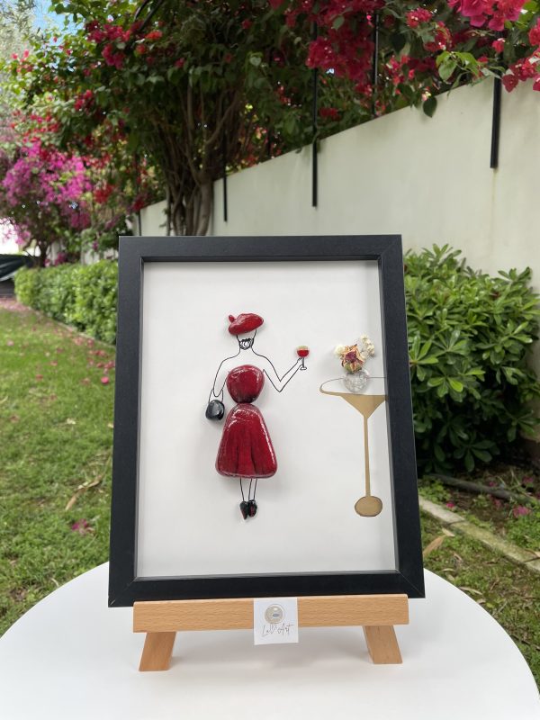 Framed Pebble Picture "The Lady In Red" - Image 8