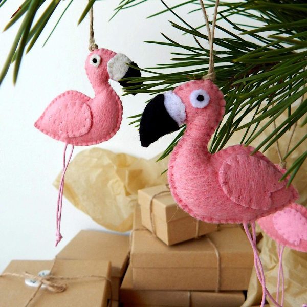 Pink Flamingo ornaments from Cyprus. Felt flamingo. - Image 4