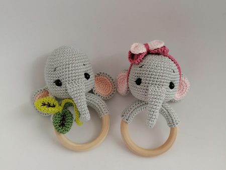 Crocheted Rattle-Teething toy Elephant