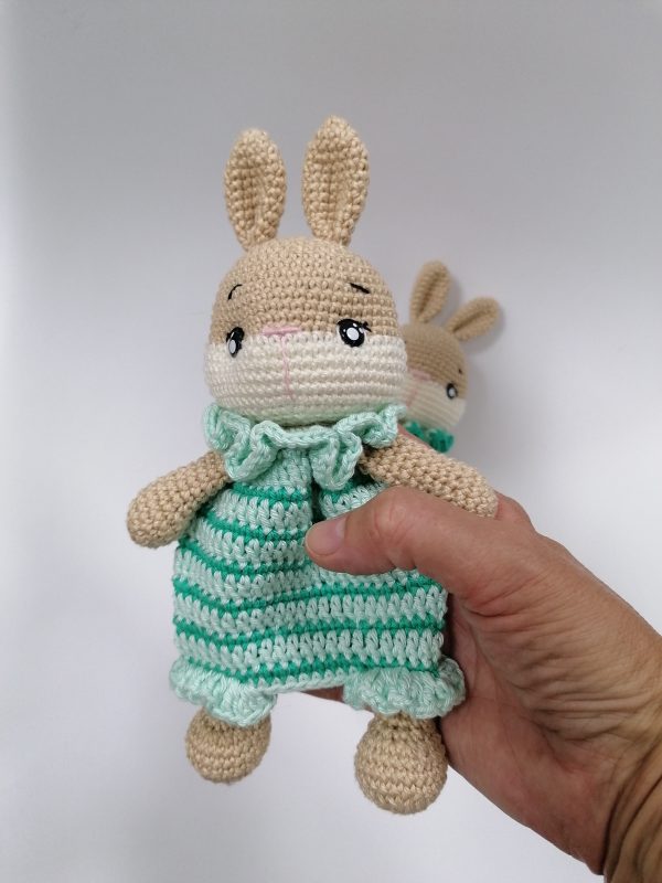 Cute handmade crocheted Bunny lovey and rattle-teether toy set - Image 2
