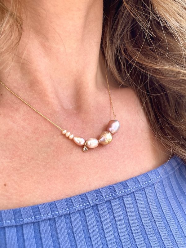 Baroque Pink Drop Pearl Necklace