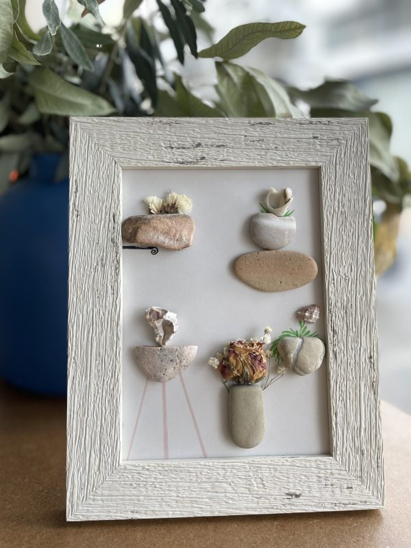 Framed Pebble Art “The World Of Flowers” - Image 5